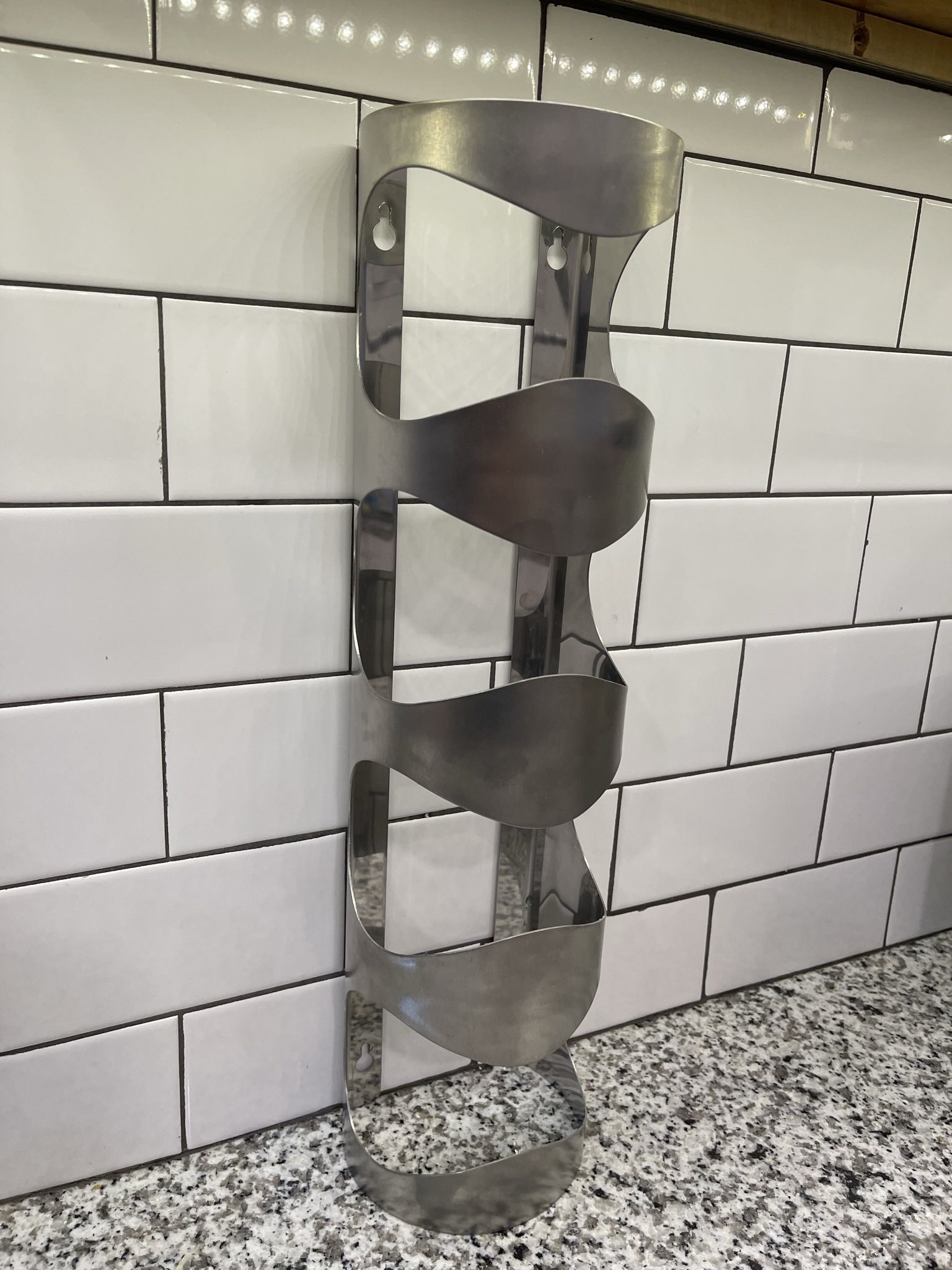 IKEA Brushed Stainless Steel 4-Bottle Wall Mount Wine Rack