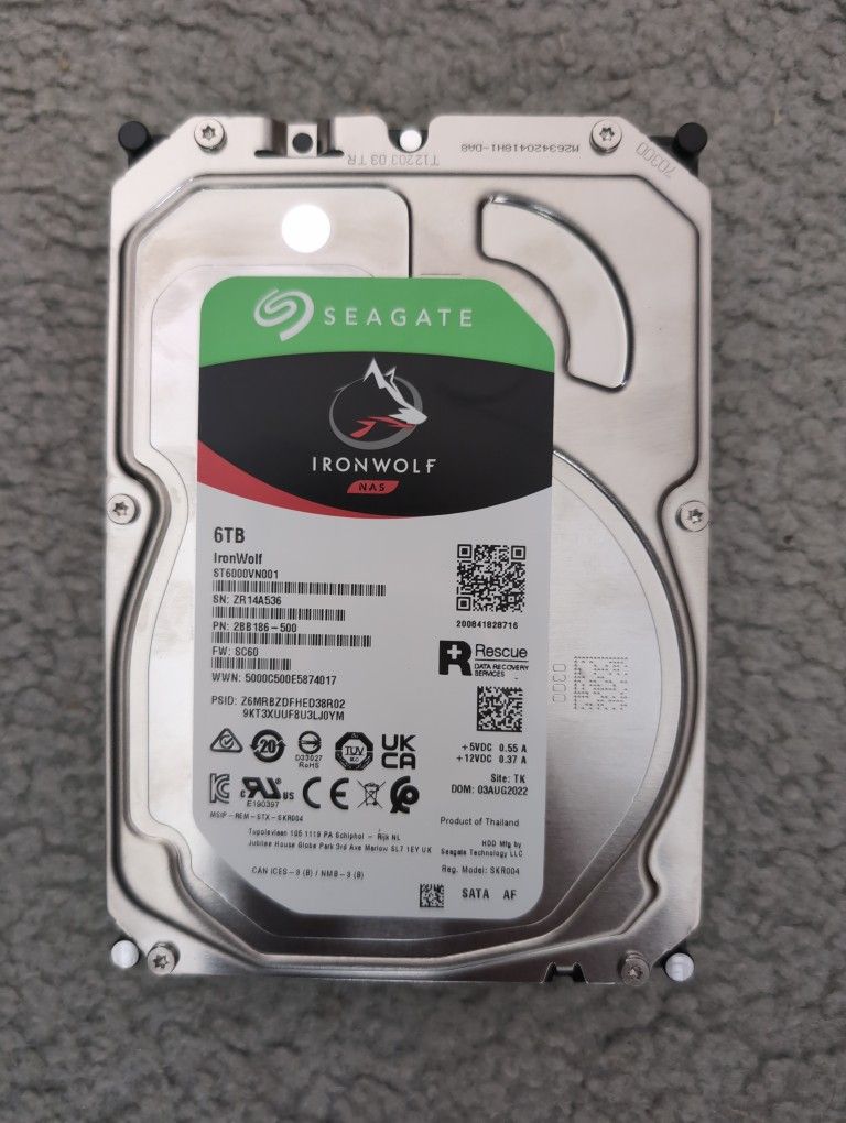 Seagate 6TB SATA HDD, Qty 5