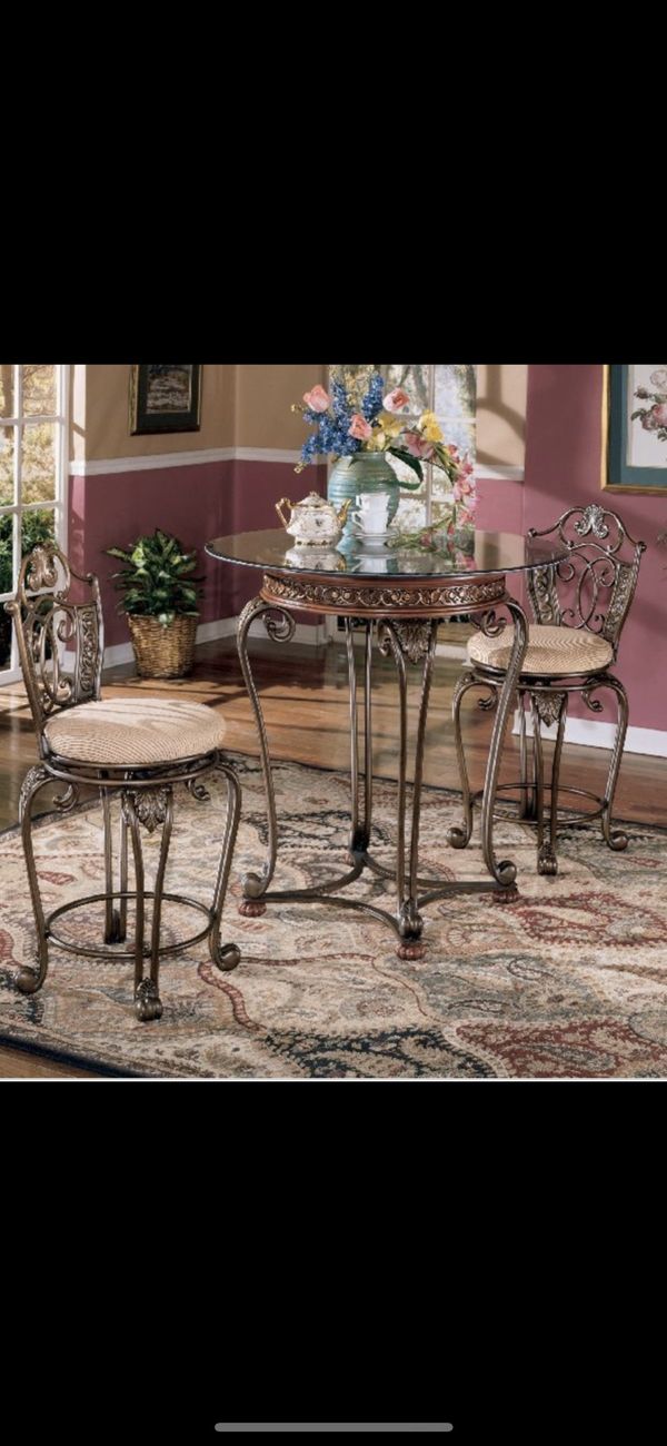 Ashley Furniture Pop Bar Table And Two Swivel Super Heavy Stools Ashley Furniture Pop Bar Table And Two Swivel Super Heavy Stools Like New Beautiful Luxury Designed In Modesto Ca Offerup