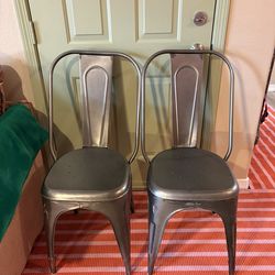Metal Cafe Chair with Back - Set of 2