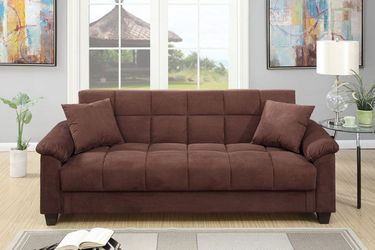 NEW! Plush microfiber Adjustable Sofa, Sofa Bed, SofaBed, Sofa bed with Storage space, Brown Sofa Bed, Apartment Sofa, Small living room Sofa, Couch, 