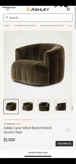 Ashley Luxe Velvet Barrel Swivel Accent Chair