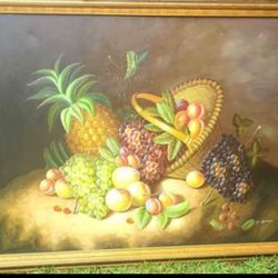 Fruit Oil Paintg/ Wall Art with wood Frame 4.5 ft x 3.5 ft