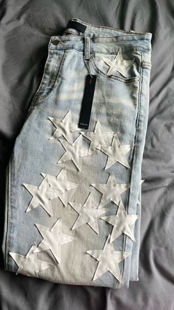 Size 32 Amiri Star Patch Jeans Light Wash