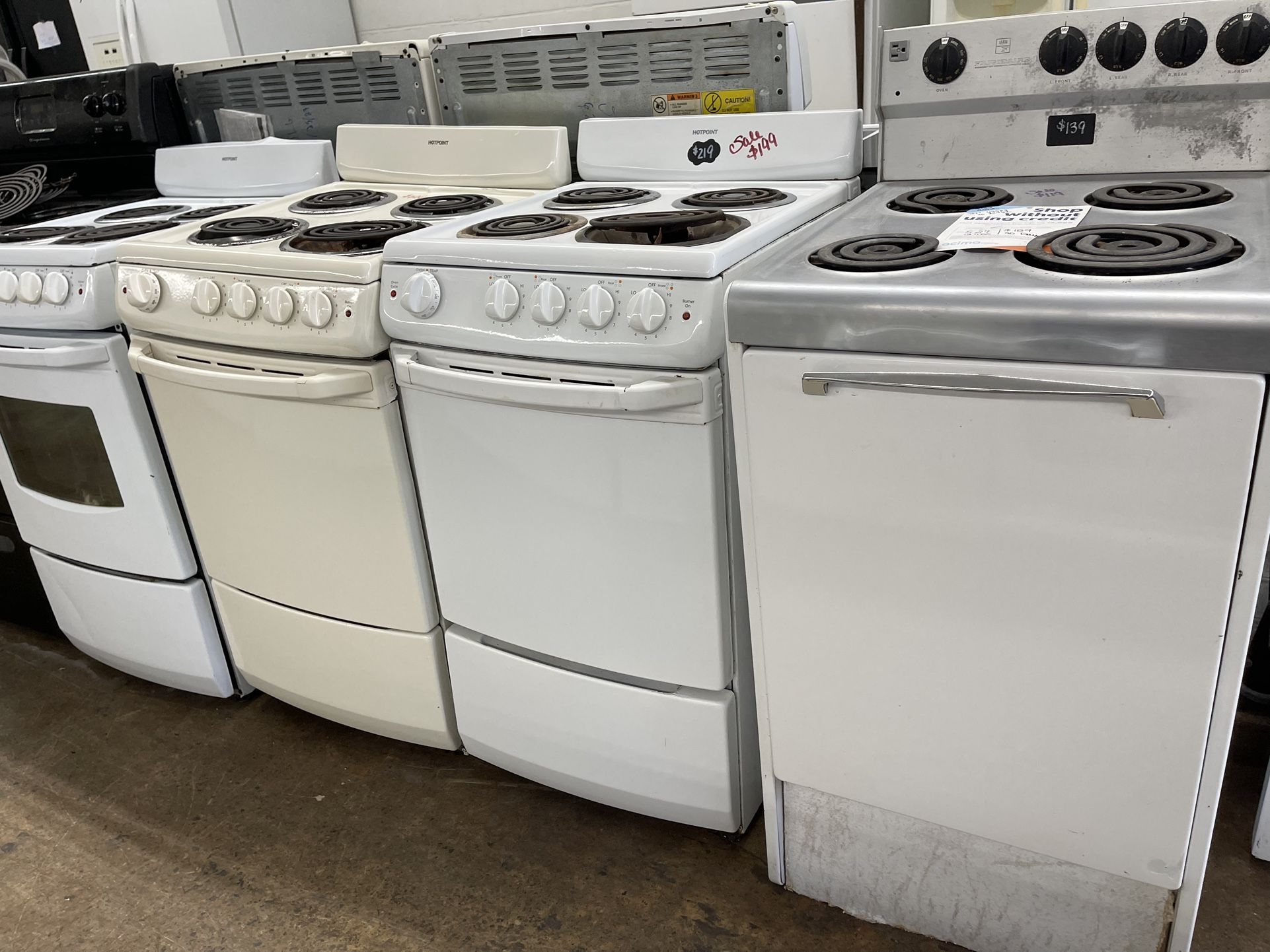 20” Electric Stoves! White And Bisque! From $139 To $199! 30-Day Warranty! Delivery Available Same Day