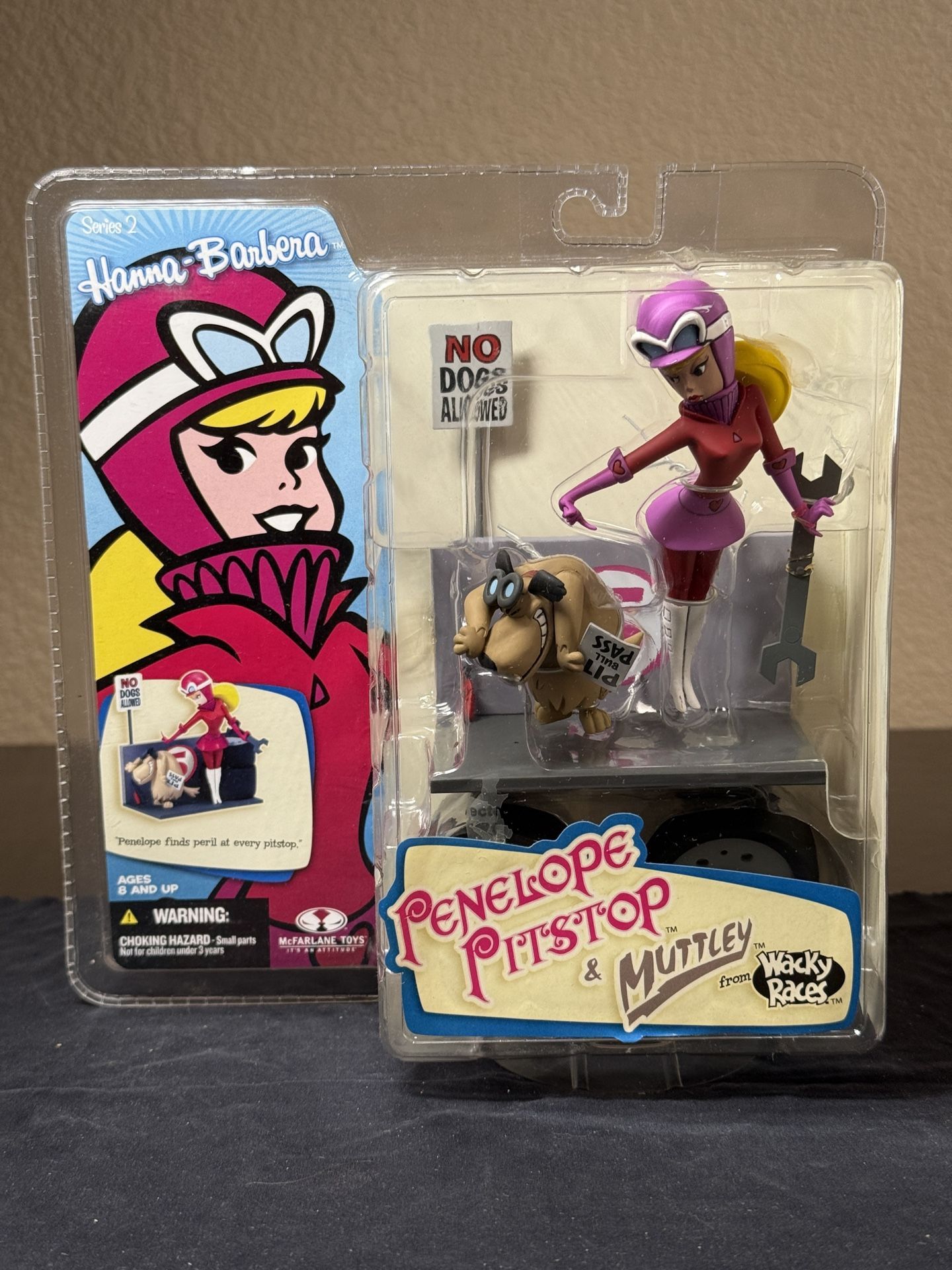 2006 McFarlane Hanna Barbera Penelope Pitstop and Muttley from Wacky Races, New