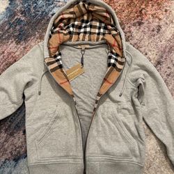 Burberry Gray Men’s Zip Up Hoodie