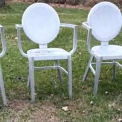 Set of 4 Brushed Aluminum Chairs 