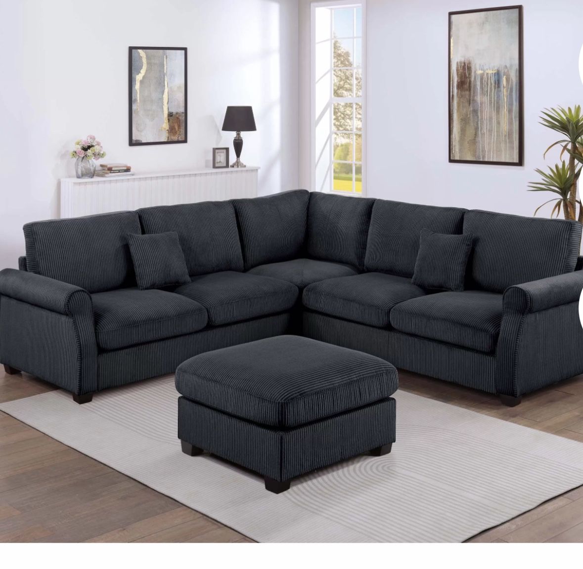 3 Pc Sectional Set With Ottoman Set 