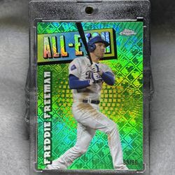 2025 Topps Chrome Short Print Green All Etch Freddie Freeman Logo Refractor Numbered To 99 Only 