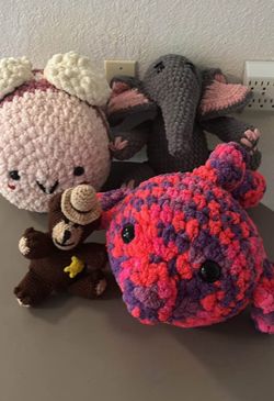 Lot of 4 homemade stuffed animals Smoke Free Home