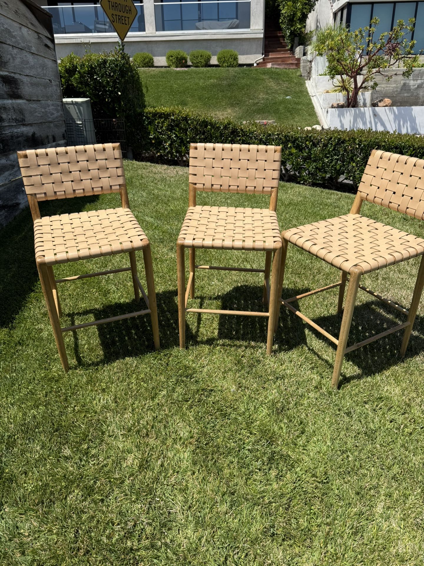 Three Studio McGee Greely Counter Stools,