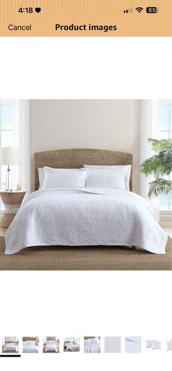 Tommy Bahama - Queen Quilt, Reversible Cotton Bedding, Coastal Bedding Set for All Seasons (Costa Sera White, Queen)