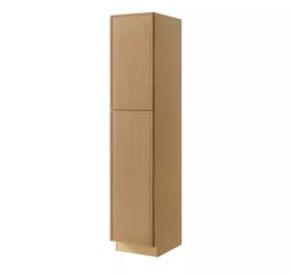 Slim Shaker Pantry Kitchen Cabinet- Hampton Bay 18 in. W x 24 in. D x 90- White Oak