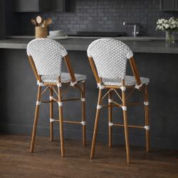 Set of 2 Lourdes Commercial Grade Stackable Bistro Stools