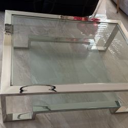 Glass And Chrome Heavy Coffee Table 