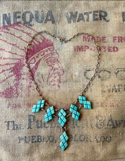 Vintage Turquoise Tile Necklace