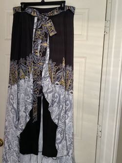 Wrap skirt with pencil leg pants