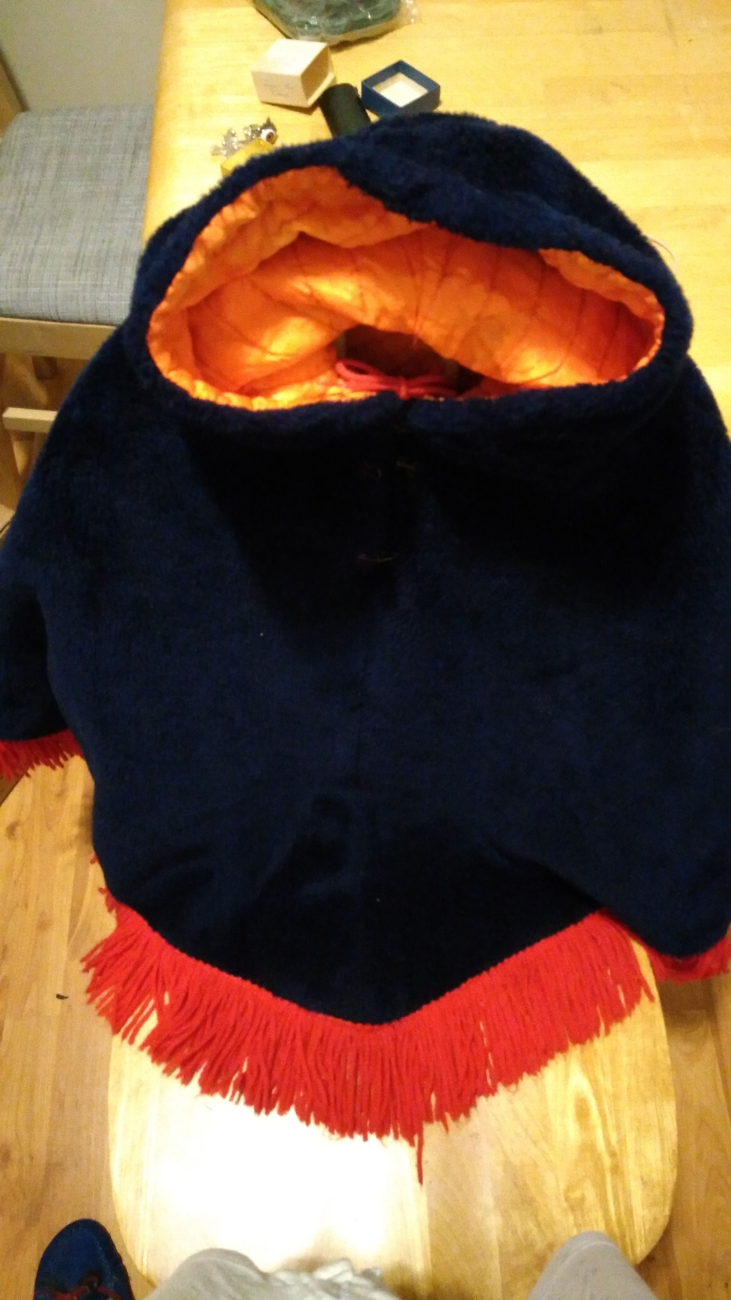 Furry Hooded Poncho size medium