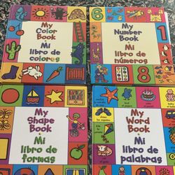 Set of 4 Bilingual My First Board Books English Spanish Colors Numbers Shapes