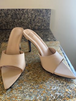 Nude Pointed-Toe Mule Heels size 38