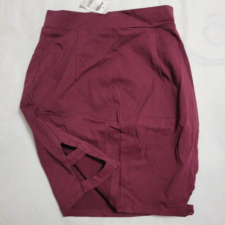 Burgundy Maroon Pencil Skirt (S)
