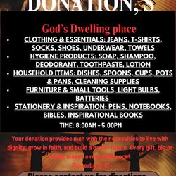 Excepting donations God’s Dwelling Place Harvest Of Hope