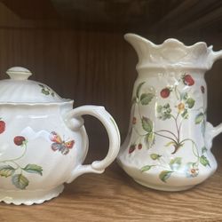 Vintage James Kent Old Foley Staffordshire England Teapot and Pitcher