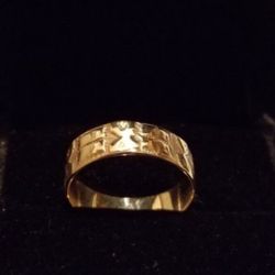 8k Rose Gold Vintage Style Textured Band Size 7 1/4 - Item # 8