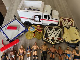 WWE Wrestling Figures, Ring, Ambulance & Championship Belts
