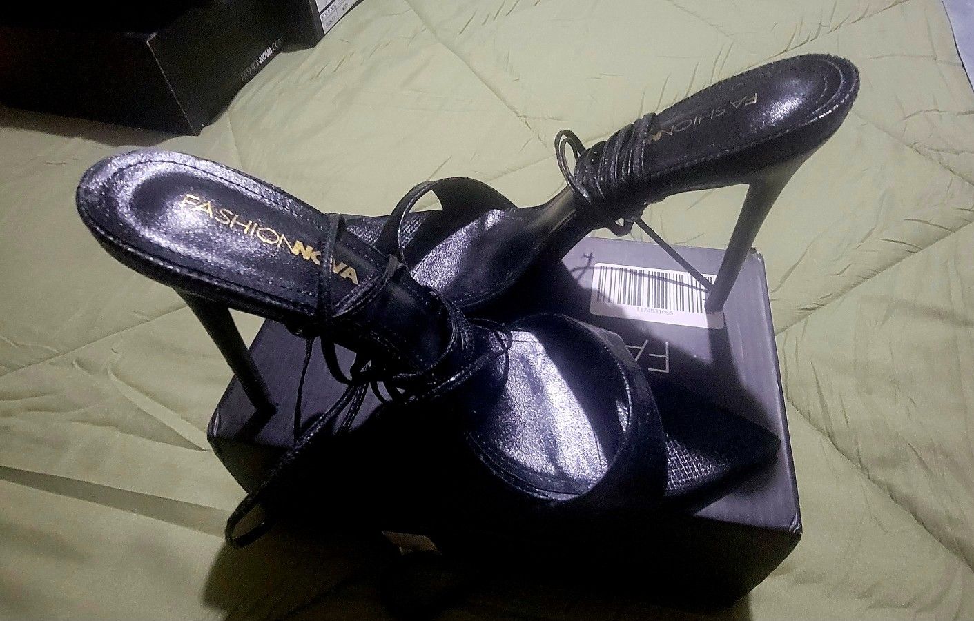 Fashion Nova Black Strap Heels