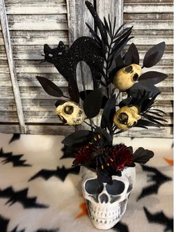 Skeleton container with skulls/cat/fillers