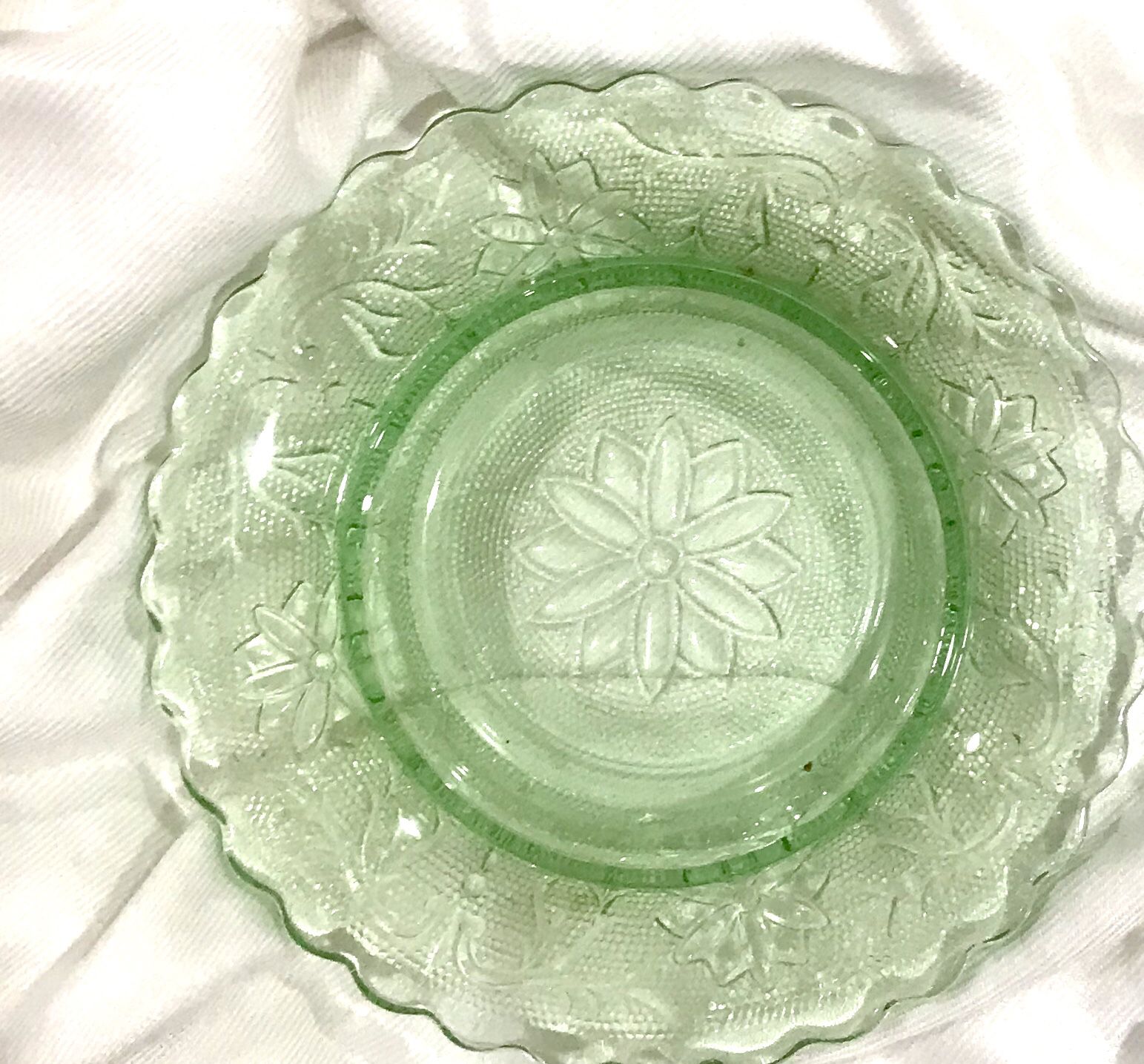 Chantilly Tiara Green glass, Butter Dish.
