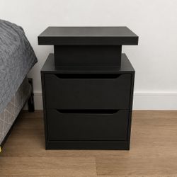 Black 2-Drawer Nightstand – Good Condition