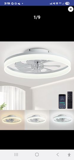 Ceiling Fan With Lights & Remote (Fandelier) 20" Modern Low Profile Fan With Led Light