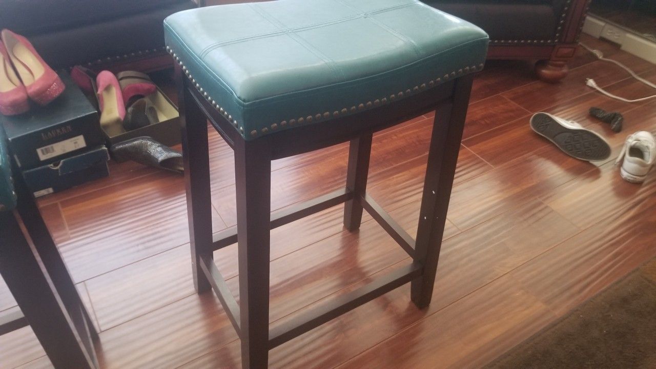 Leather Turquoise Stools with gold studs