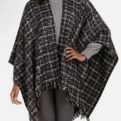 Michael Kors Womens Scarf Wrap Tweedy Foil Printed Boucle Plaid Multi One Size