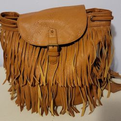 Mossimo Fringe Handbag Backpack Style Brown TARGET Good Condition 