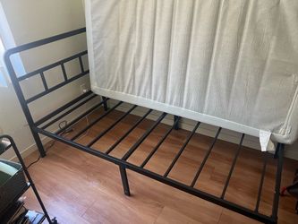Twin size bed frame + Zinus firm mattress - MUST GO BY AUGUST 21