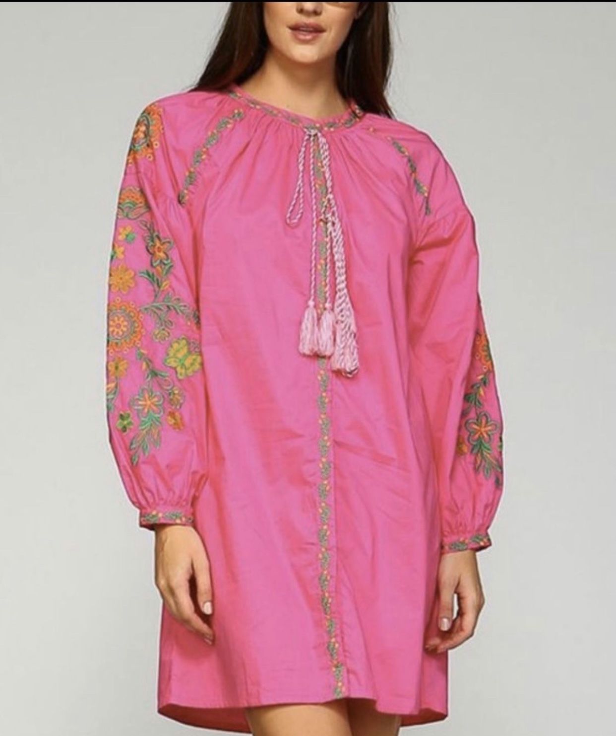 New Fuchsia - Floral Tassel -Tie Dress Size-1 XL : 14