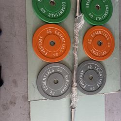 100 Lbs Bumper plates +6Ft Barbell