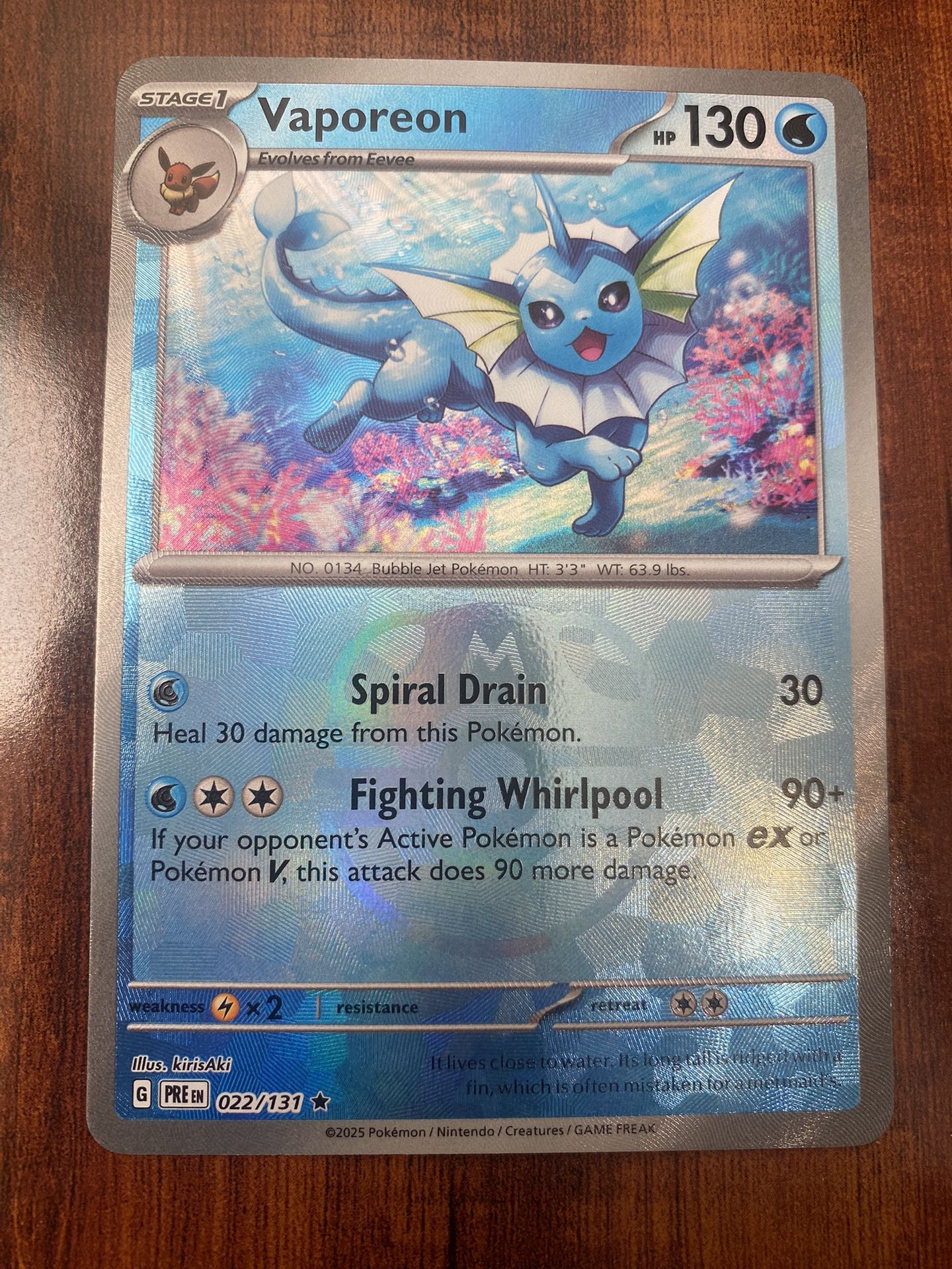 Pokemon Vaporeon Master Ball Prismatic Evolutions Holo Rare NM/M PACK FRESH! 💦
