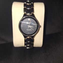 Precision By Gruen Women's Watch.  Silver With Black Dial. Running 