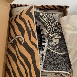 Ed Hardy Women's Size 10 'Shins' Glitzy Lace Up Shin-High Boots - $125