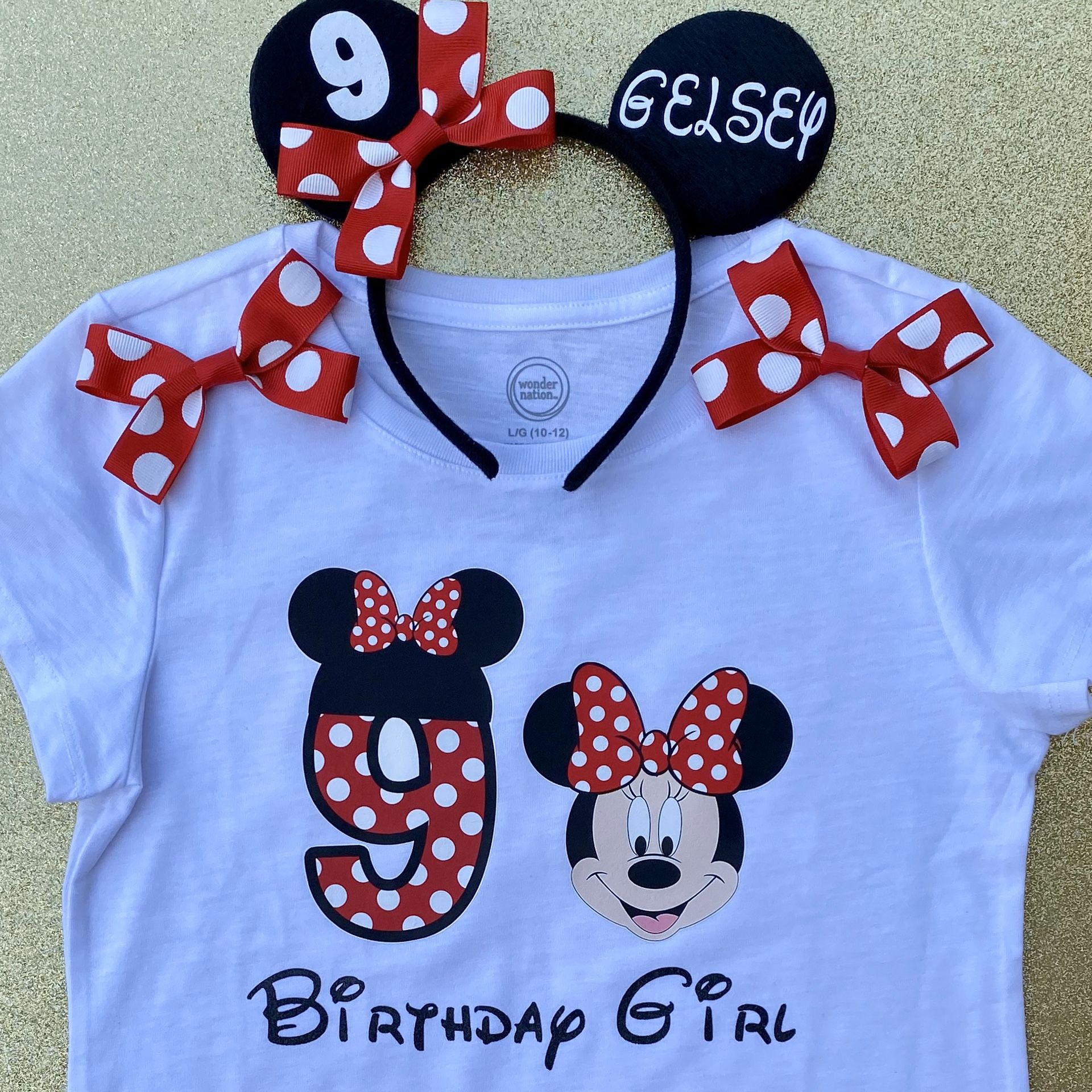 Personalized Red Polkadot Minnie Mouse Shirt & Headband Ears