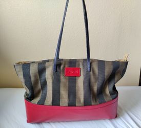 Fendi Pequin Leather Roll Tote
