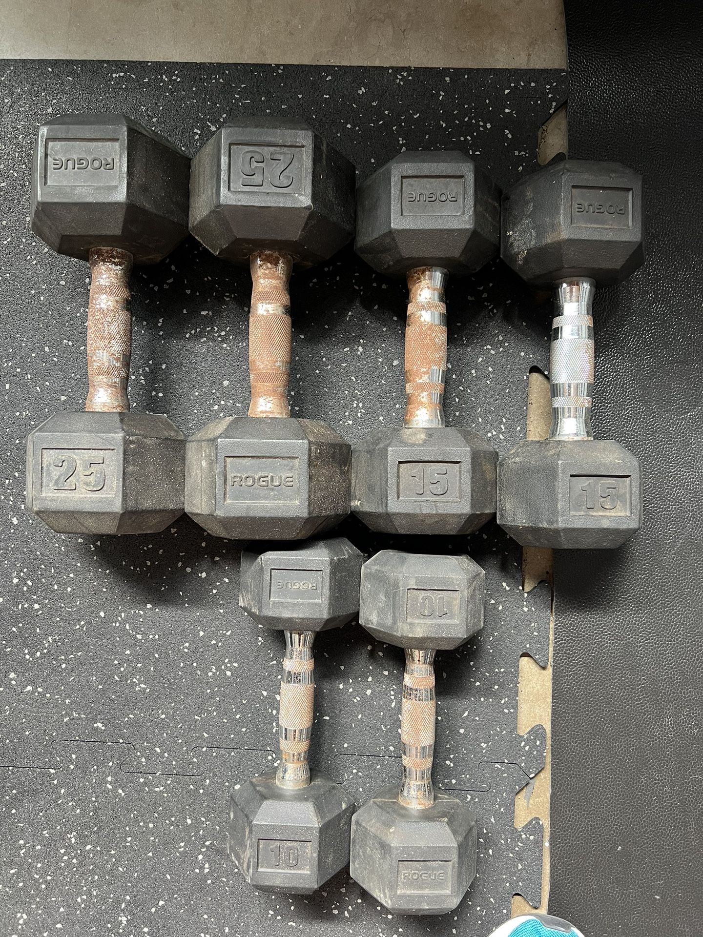 Rogue 25, 15 And 10lb Dumbbells
