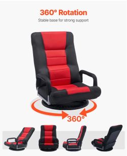 VEVOR Swivel Floor Gaming Chair with Armrests, 360-Degree Rotating Floor Chair with 6 Adjustable Position