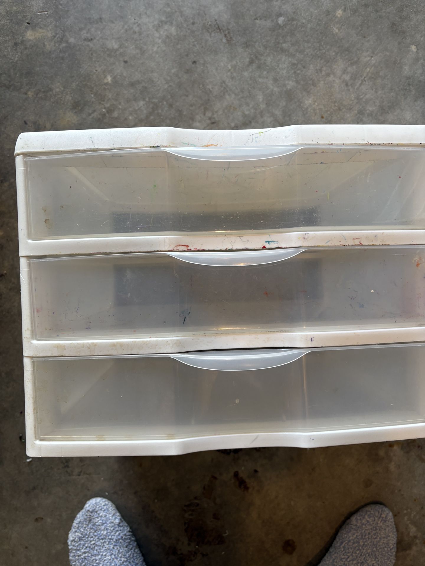 Set of Sterilite Storage Drawers for office supplies