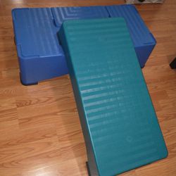 The FIRM TransFirmer Exercise Steps Stepper Step Workout Top  (Green) And Bottom (Blue)  Levels Gym Equipment